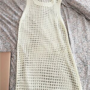 Cream Crochet Sleeveless Dress